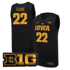 Caitlin Clark Iowa Hawkeyes Basketball Black Jersey w/ B1G Patch - All Stitched