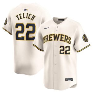 Christian Yelich Milwaukee Brewers Cream Home Limited Jersey - All Stitched