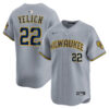 Christian Yelich Milwaukee Brewers Grey Road Limited Jersey - All Stitched