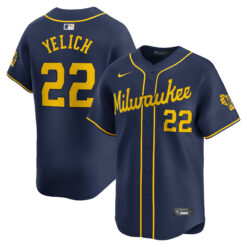 Christian Yelich Milwaukee Brewers Navy Alternate Limited Jersey - All Stitched