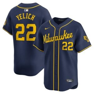 Christian Yelich Milwaukee Brewers Navy Alternate Limited Jersey - All Stitched