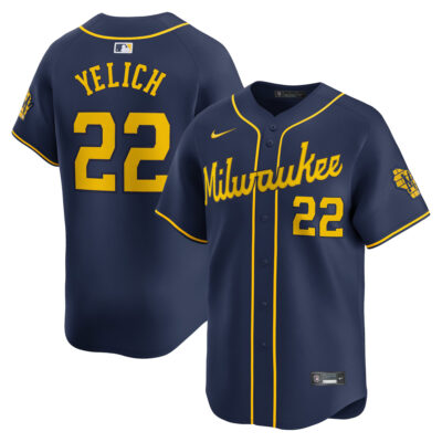Christian Yelich Milwaukee Brewers Navy Alternate Limited Jersey - All Stitched