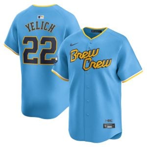 Christian Yelich Milwaukee Brewers Powder Blue City Connect Limited Jersey - All Stitched