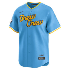 Alternative view of Christian Yelich Milwaukee Brewers Powder Blue City Connect Limited Jersey - All Stitched