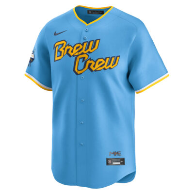 Alternative view of Christian Yelich Milwaukee Brewers Powder Blue City Connect Limited Jersey - All Stitched