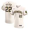 Christian Yelich Milwaukee Brewers Cream Home Elite Jersey - All Stitched