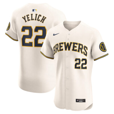 Christian Yelich Milwaukee Brewers Cream Home Elite Jersey - All Stitched