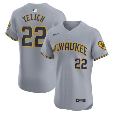 Christian Yelich Milwaukee Brewers Grey Road Elite Jersey - All Stitched