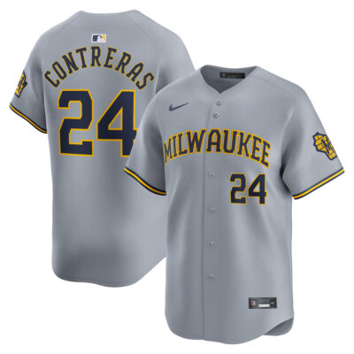 William Contreras Milwaukee Brewers Grey Road Limited Jersey - All Stitched