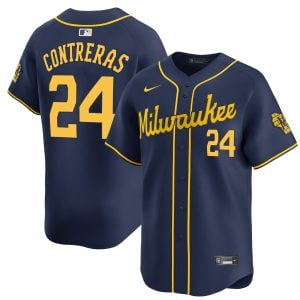 William Contreras Milwaukee Brewers Navy Alternate Limited Jersey - All Stitched