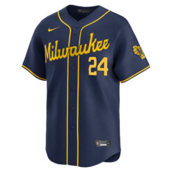 Alternative view of William Contreras Milwaukee Brewers Navy Alternate Limited Jersey - All Stitched
