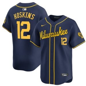 Rhys Hoskins Milwaukee Brewers Navy Alternate Limited Jersey - All Stitched