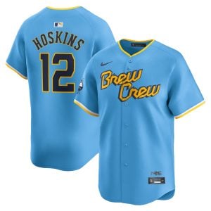 Rhys Hoskins Milwaukee Brewers Powder Blue City Connect Limited Jersey - All Stitched