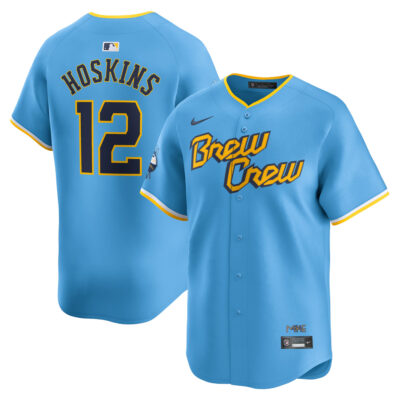 Rhys Hoskins Milwaukee Brewers Powder Blue City Connect Limited Jersey - All Stitched