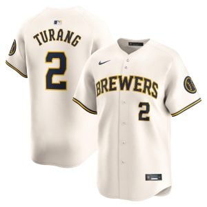Brice Turang Milwaukee Brewers Cream Home Limited Jersey - All Stitched