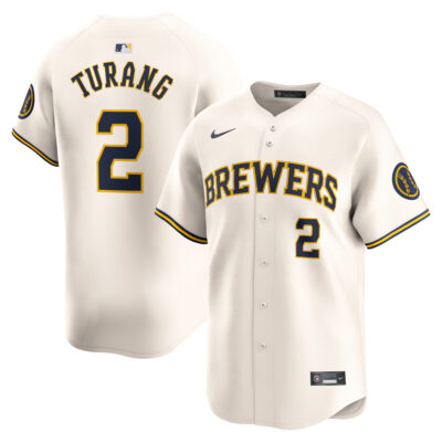 Brice Turang Milwaukee Brewers Cream Home Limited Jersey - All Stitched