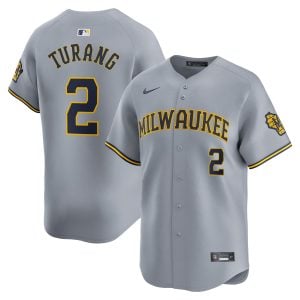 Brice Turang Milwaukee Brewers Grey Road Limited Jersey - All Stitched