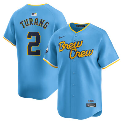 Brice Turang Milwaukee Brewers Powder Blue City Connect Limited Jersey - All Stitched