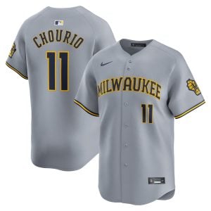 Jackson Chourio Milwaukee Brewers Grey Road Limited Jersey - All Stitched