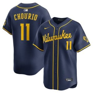Jackson Chourio Milwaukee Brewers Navy Alternate Limited Jersey - All Stitched