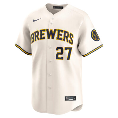 Alternative view of Willy Adames Milwaukee Brewers Cream Home Limited Jersey - All Stitched