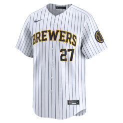 Alternative view of Willy Adames Milwaukee Brewers White Alternate Limited Jersey - All Stitched
