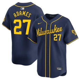 Willy Adames Milwaukee Brewers Navy Alternate Limited Jersey - All Stitched