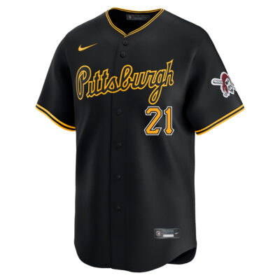 Alternative view of Roberto Clemente Pittsburgh Pirates Black Alternate Limited Jersey - All Stitched