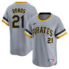 Barry Bonds Pittsburgh Pirates Grey Throwback Jersey - All Stitched