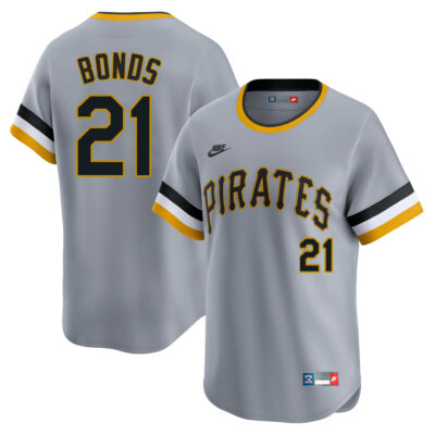 Barry Bonds Pittsburgh Pirates Grey Throwback Jersey - All Stitched