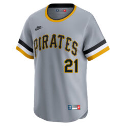 Alternative view of Barry Bonds Pittsburgh Pirates Grey Throwback Jersey - All Stitched