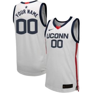 Custom UConn Huskies Basketball White Jersey - All Stitched