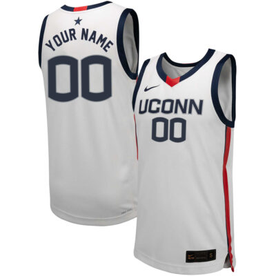 Custom UConn Huskies Basketball White Jersey - All Stitched