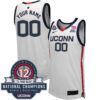 Custom UConn Huskies Women's Basketball White Jersey w/ 12-Time National Champs Patch - All Stitched