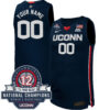 Custom UConn Huskies Women's Basketball Navy Jersey w/ 12-Time National Champs Patch - All Stitched