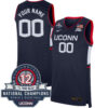 Custom UConn Huskies Women's Basketball Navy Jersey w/ 12-Time National Champs Patch - All Stitched