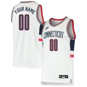 Custom UConn Huskies Basketball White Throwback Jersey - All Stitched