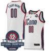Custom UConn Huskies Women's Basketball White Jersey w/ 12-Time National Champs Patch - All Stitched