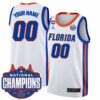 Custom Florida Gators Basketball White 2025 National Champions Jersey - All Stitched