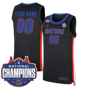 Custom Florida Gators Basketball Black 2025 National Champions Jersey - All Stitched