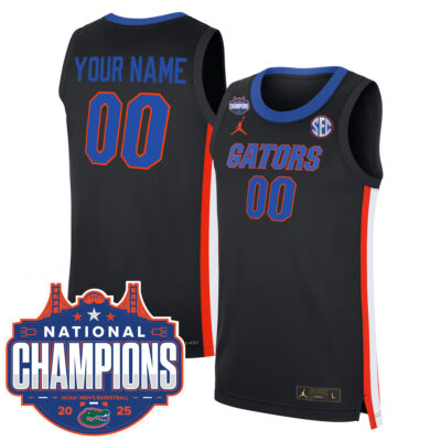 Custom Florida Gators Basketball Black 2025 National Champions Jersey - All Stitched