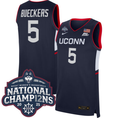 Paige Bueckers UConn Huskies Women's Basketball Navy Jersey w/ 2025 National Champions Patch - All Stitched