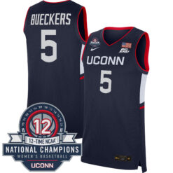 Paige Bueckers UConn Huskies Women's Basketball Navy Jersey w/ 12-Time National Champs Patch - All Stitched