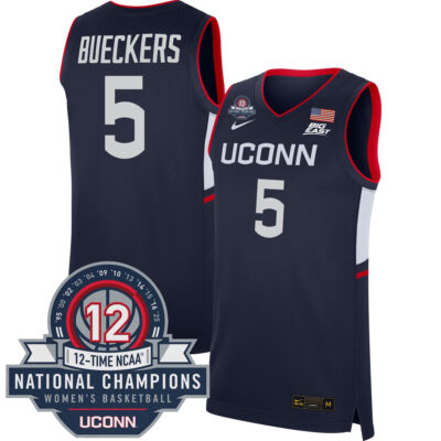 Paige Bueckers UConn Huskies Women's Basketball Navy Jersey w/ 12-Time National Champs Patch - All Stitched