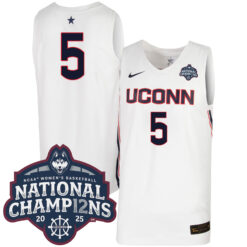 Paige Bueckers UConn Huskies Women's Basketball White Jersey w/ 2025 National Champions Patch - All Stitched