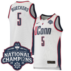 Paige Bueckers UConn Huskies Women's Basketball White Jersey w/ 2025 National Champions Patch - All Stitched