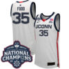 Azzi Fudd UConn Huskies Women's Basketball White Jersey w/ 2025 National Champions Patch - All Stitched