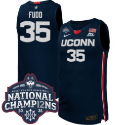 Azzi Fudd UConn Huskies Women's Basketball Navy Jersey w/ 2025 National Champions Patch - All Stitched