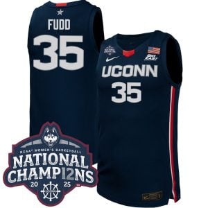Azzi Fudd UConn Huskies Women's Basketball Navy Jersey w/ 2025 National Champions Patch - All Stitched