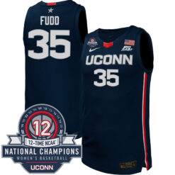 Azzi Fudd UConn Huskies Women's Basketball Navy Jersey w/ 12-Time National Champs Patch - All Stitched